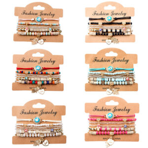 Wholesale Devil's Eye Fashion Bohemian Multi Layer Bead Charm Bracelet