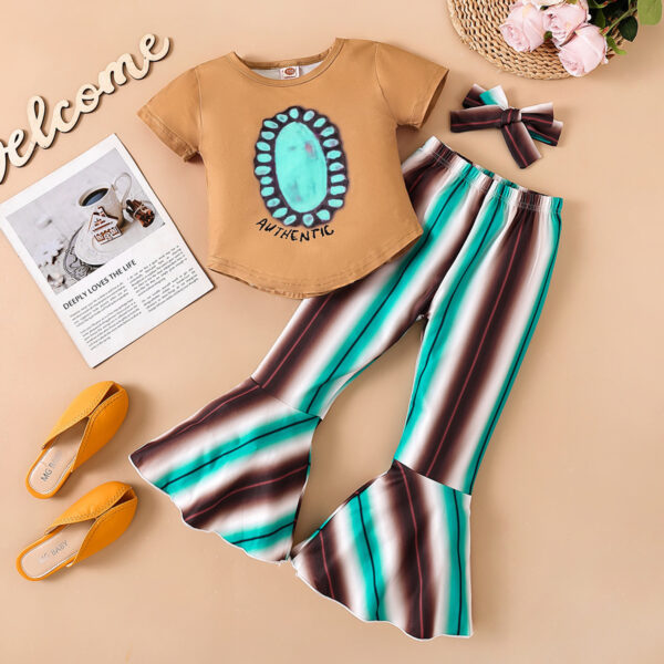 O1CN01eXFhgM1GNspPHaLjd_978260611-0-cib Wholesale Polyester Tops Flare Pants Two Piece Children's Clothing Set