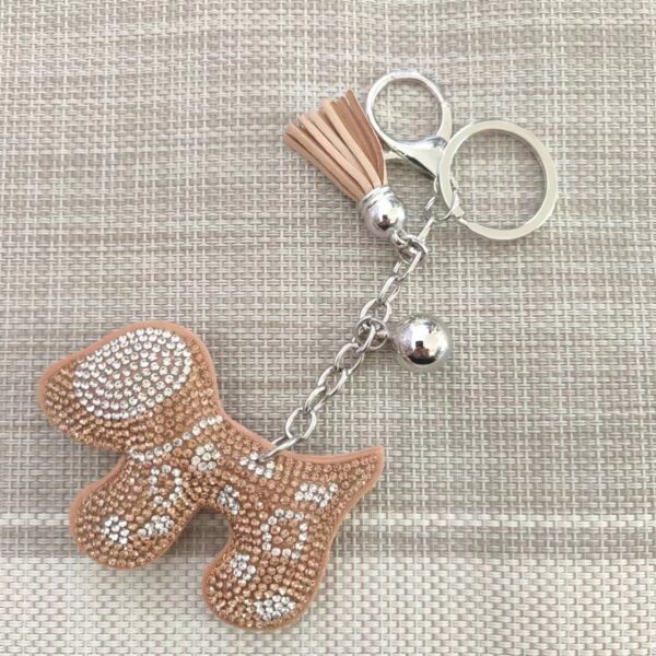 Wholesale Velvet Inlaid Diamond Cute Small Dog Keychains