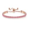 Wholesale 4mm round single row full diamond adjustable crystal tennis birthstone copper bracelet