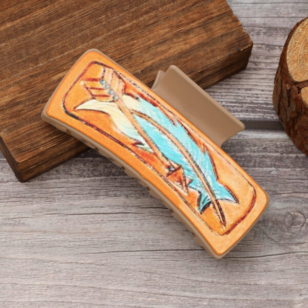 Wholesale Western Style Sunflower Feather Leather Hairpin Shark Clip