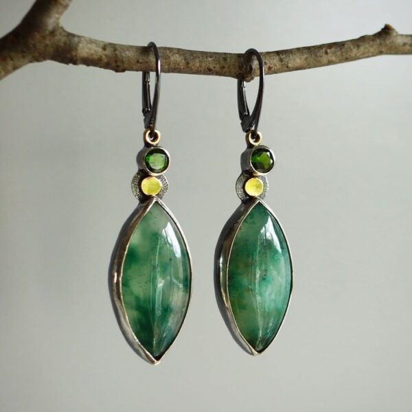 Wholesale Green Leaf Alloy Earrings