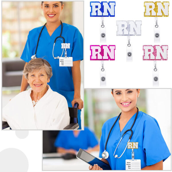 O1CN01eb2o0l1DSyIFldx52_971130216-0-cib Wholesale Badge Reels Glitter Sequin Nurse Doctor Acrylic Retractable Keychains