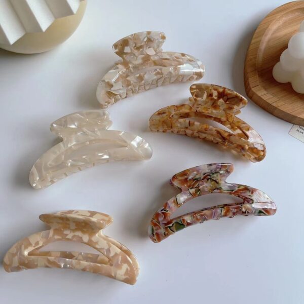 Wholesale Acetate Oval Vintage Color Half Round Moon Hair Clip