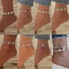 Wholesale Vintage Shell Beaded Pink Tassel Anklet
