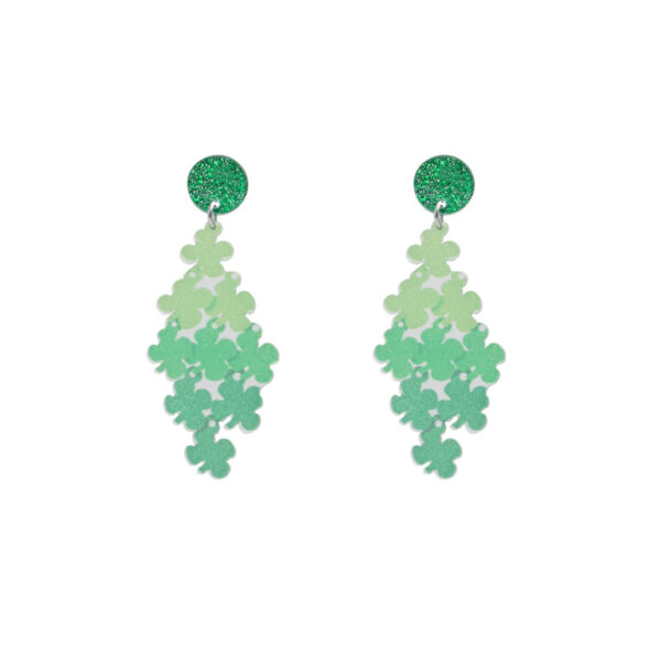 Wholesale St. Patrick's Day Four Leaf Clover Patchwork Acrylic Earrings
