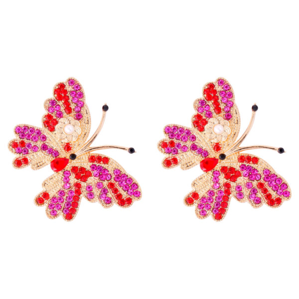 Wholesale Butterfly Colored Diamond Inlaid Alloy Earrings