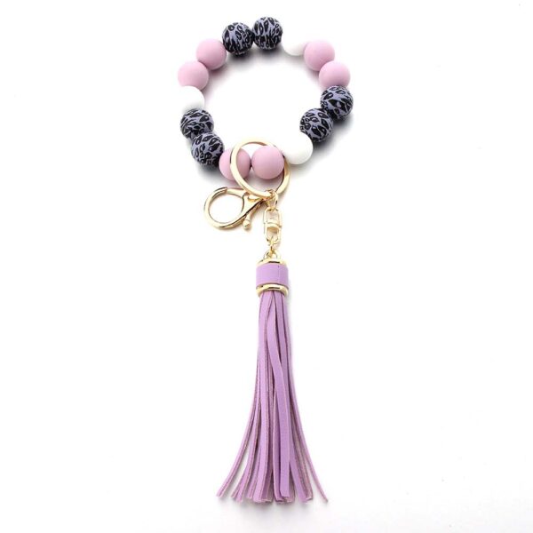 Wholesale Solid Wood Beads Silicone Beads Tassel Pendant Creative DIY Beaded Wrist Keychain