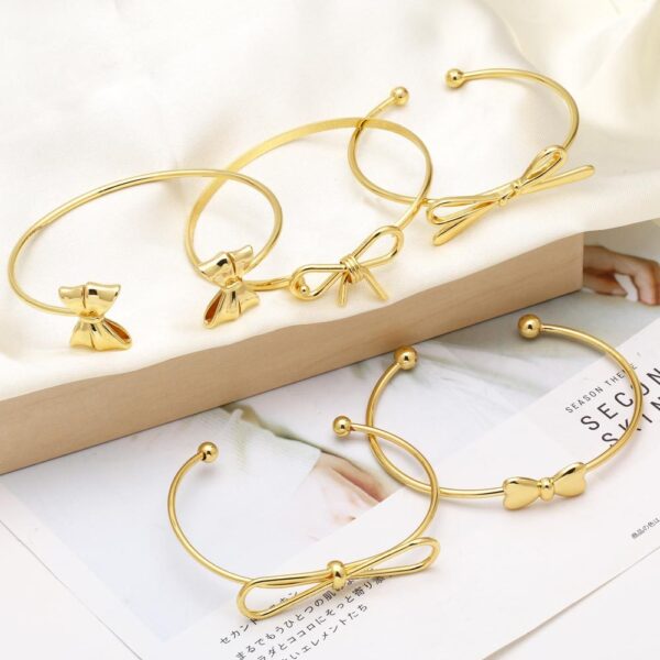 Wholesale Bowknot Polished Copper 18k Gold Plated Bracelet