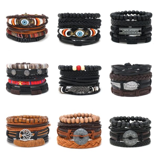 O1CN01egHNs72Jm6l10IU1c_2128219463-0-cib Wholesale Vintage Multilayer Alloy Wood Bead Leather Bracelet