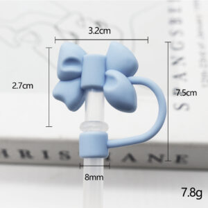 Silicone light blue bow 8mm / Bagged without straw