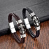 Wholesale Men's Leather Magnetic Buckle Woven Bracelets