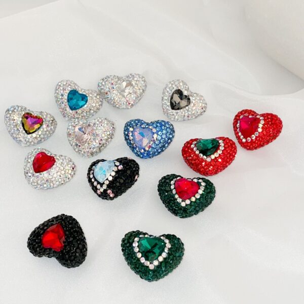 Wholesale Christmas Heart Straight Hole Full Drill Clay Beads