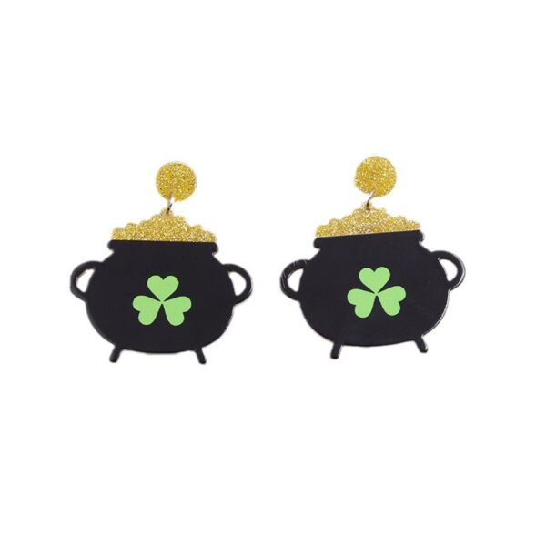 Wholesale Saint Patrick's Day Three Leaf Clover Dwarf Acrylic Earrings