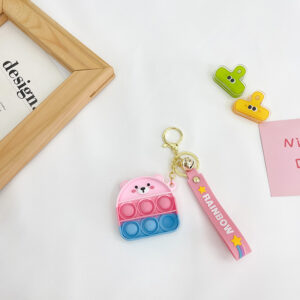 Cute bear pink blue decompression key chain