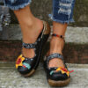 Wholesale Ethnic Style Flower Handmade Thick Sole Retro Sandals