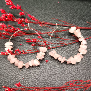 Pink crystal silver earrings + silver beads