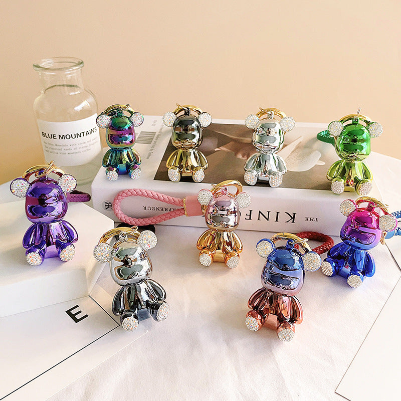 Wholesale Resin Town Store Treasure Inlaid Diamond Bear Keychain