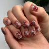 Wholesale Red Smudge Short Square Blush Silver Graffiti Scratch Nail Stickers