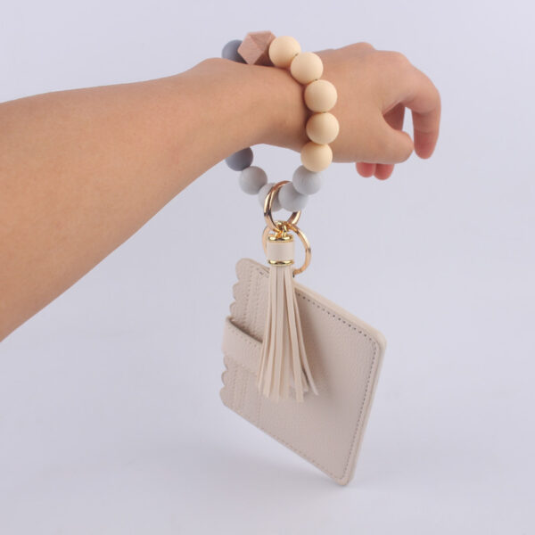 Wholesale Silicone Beaded Card Holder Wrist Keychain