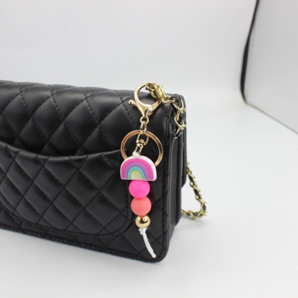 Wholesale Rainbow Silicone Beaded Keychain