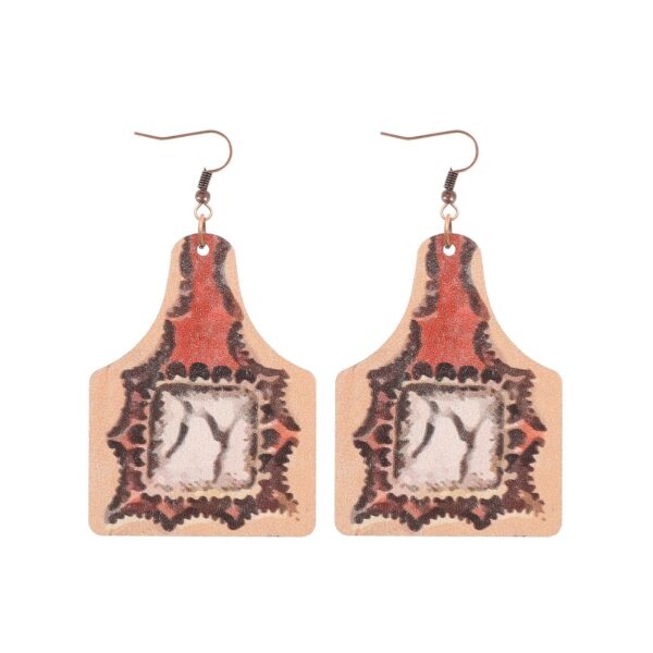 Wholesale of Western Wind Bull Head Sunflower Cactus Horse Head Wooden Slice Earrings