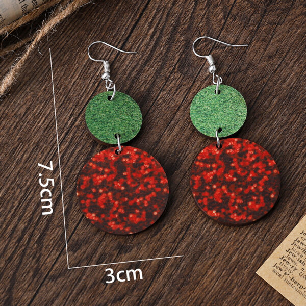 O1CN01epZcLC1ZzPwyZQLMY_2214986983265-0-cib Wholesale Christmas Round Double Sided Wooden Sequin Glitter Red and Green Earrings