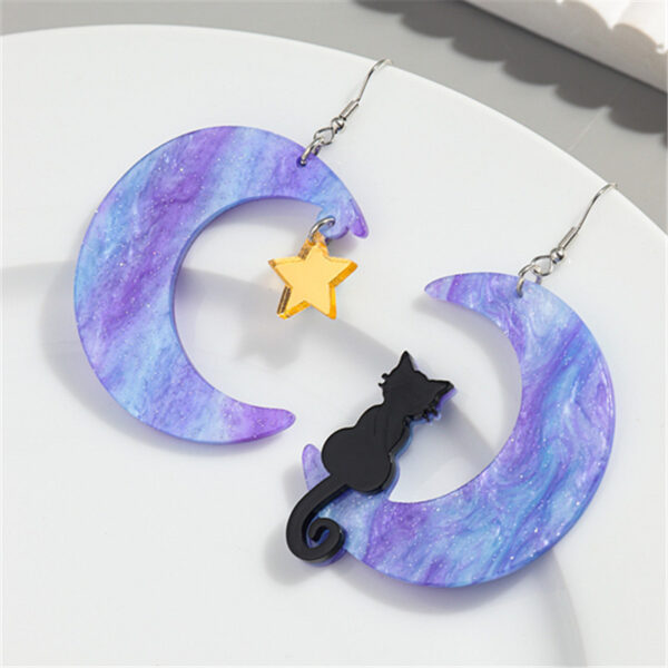 O1CN01epg54f27SccngidCM_3843297796-0-cib Wholesale Asymmetric Acrylic Moon Cat Creative Exaggerated Earrings
