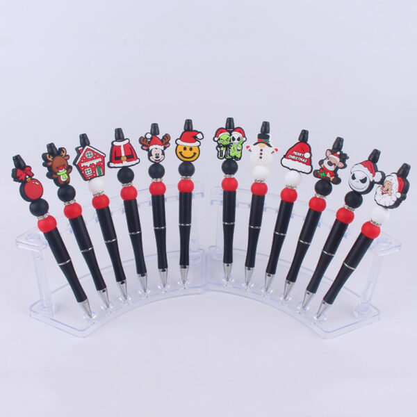Wholesale Cartoon Christmas Silicone Handmade Plastic Beaded Pen