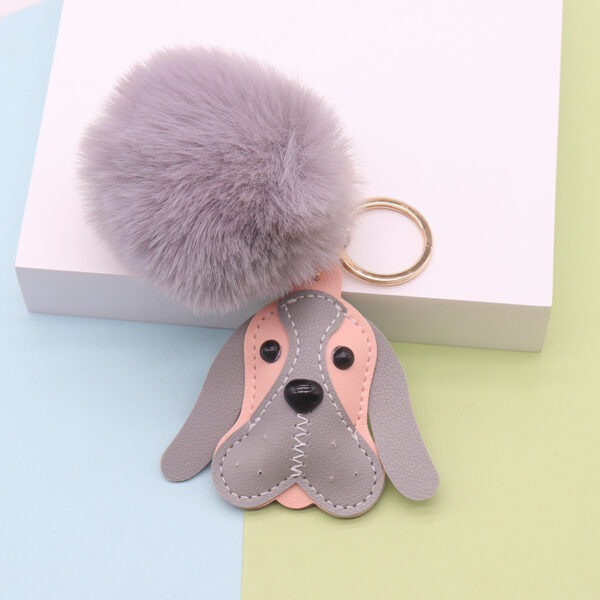 Wholesale PU Leather Puppy Plush Keychains