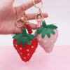 Wholesale Strawberry Leather Keychains