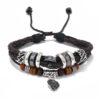 Wholesale Beaded Multi-layer Woven Leaves Men's Leather Bracelet