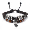 Wholesale Beaded Multi-layer Woven Leaves Men's Leather Bracelet