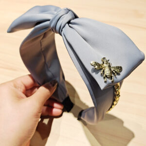 Grey Bee Chain Bow Headband