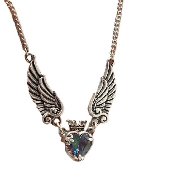 Wholesale Alloy Heart Crown Wings Necklace