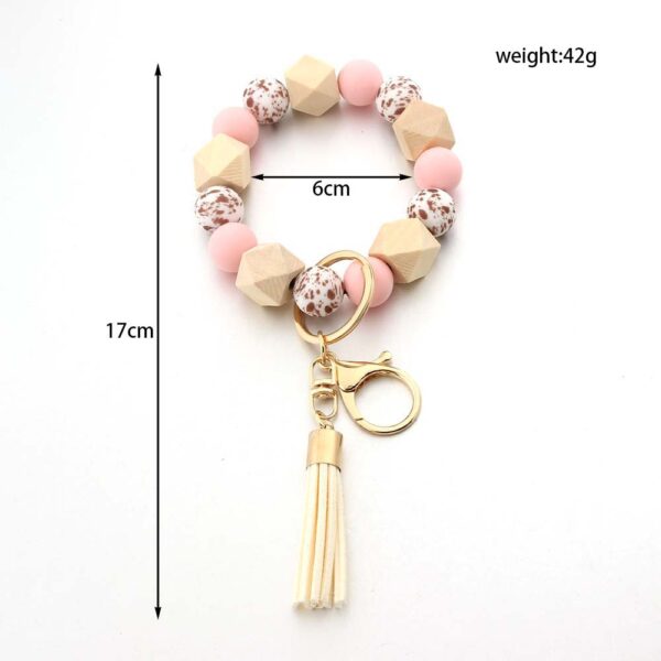 Wholesale Leopard Print Silicone Beaded Wrist Keychain