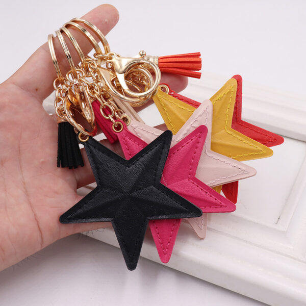 Wholesale Leather Tassel Pentagram Keychain