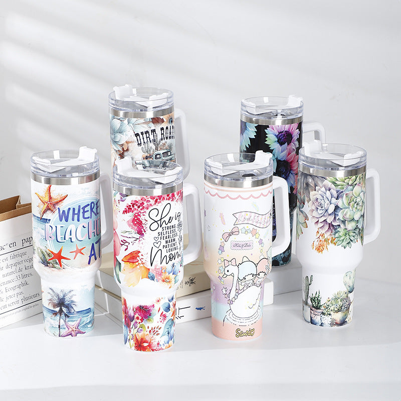 Wholesale 40oz Printed Handle C 1200ml Thick Spray Plastic Insulated C Tumbler C