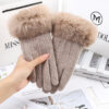 Wholesale wool plus fluffy mouth touch screen women's autumn and winter warm fashion cycling windproof gloves