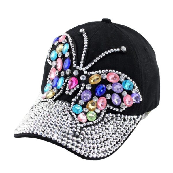 O1CN01f5JWyr1Bs2pw374aO_0-0-cib-1 Wholesale Colored Diamond Butterfly Denim Cotton Baseball Caps