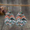Wholesale Vintage Western Cow Pattern Droplet Leather Earrings