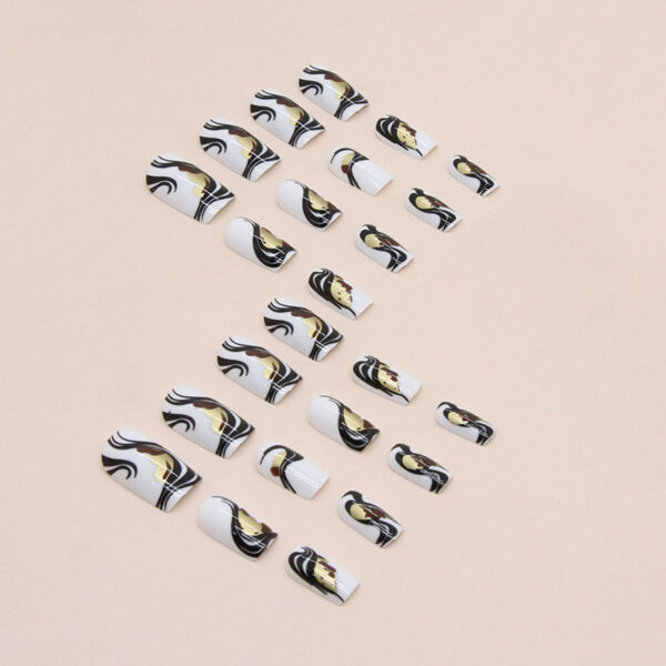 Wholesale Mid-length European Square Black Gold Stripe Irregular Pattern Nail Stickers