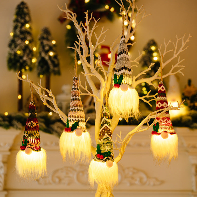 Wholesale Christmas Knitted Hat with Lights Faceless Doll Pendant