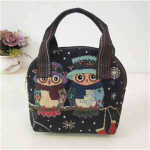 Red Gloves Two Owls Shell Bag