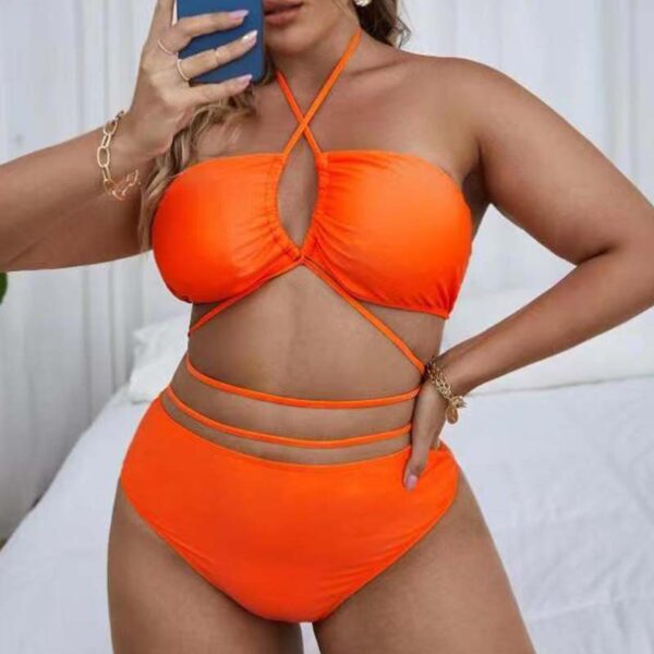 Wholesale Plus Size Solid Color Two-piece Bikini Swimwear