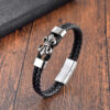 Wholesale Men's Leather Magnetic Buckle Woven Bracelets