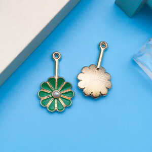 1 oil drop green round flower 15x26mm-12346-1.2g