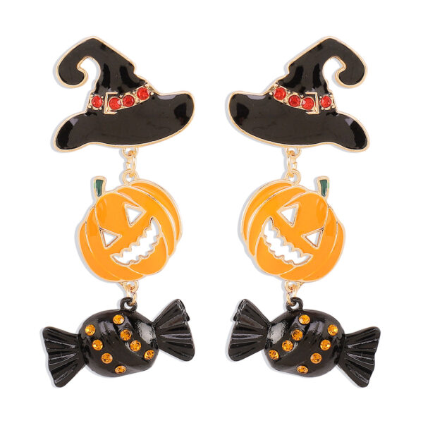 O1CN01fCHNXy1X6nZPGL0A8_1768642875-0-cib Wholesale Funny Pumpkin Hat Halloween Exaggerated Color-contrast Earrings