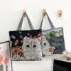 Wholesale Ethnic Style Embroidered Cat Canvas Bag