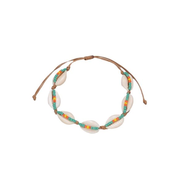 Wholesale Vintage Shell Beaded Pink Tassel Anklet